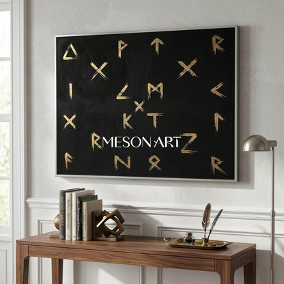 Modern Large Black Symbol Luxury Wall Art Custom Entryway Oil Painting