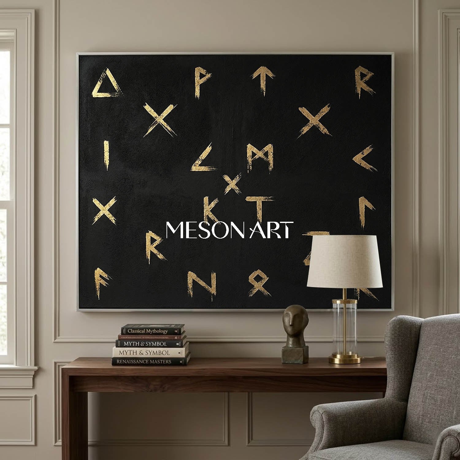 Modern Large Black Symbol Luxury Wall Art Custom Entryway Oil Painting