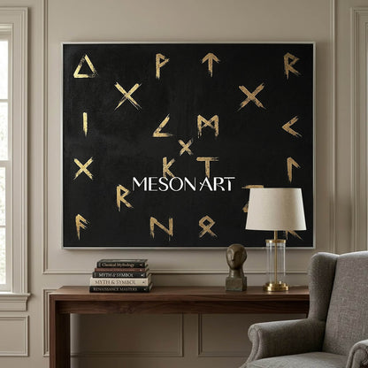 Modern Large Black Symbol Luxury Wall Art Custom Entryway Oil Painting