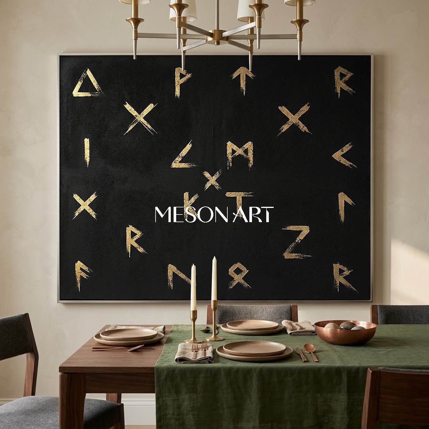 Modern Large Black Symbol Luxury Wall Art Custom Entryway Oil Painting