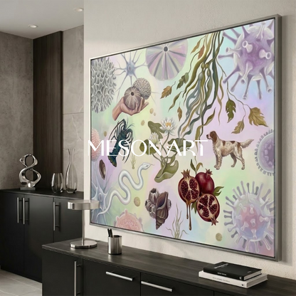 Whimsical Nature Large Surrealist Textured Canvas Wall Art for Office