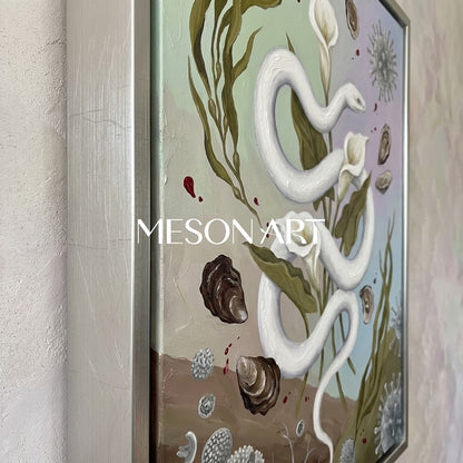 Original Surrealist Oil Painting Hand Painted Calla Wall Art Above Couch Decor