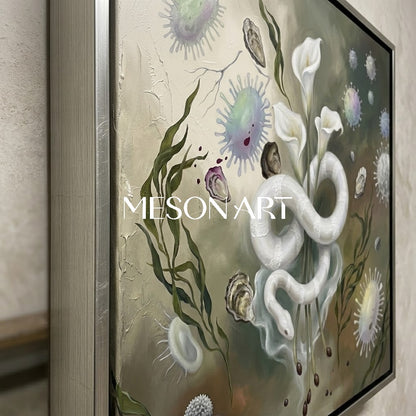 Large Hand Painted Spa Surrealism Wall Art Symbolist Calla Lily Canvas