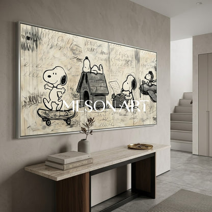 Original Snoopy Graffiti Painting Hand Painted Urban Pop Art Bedroom