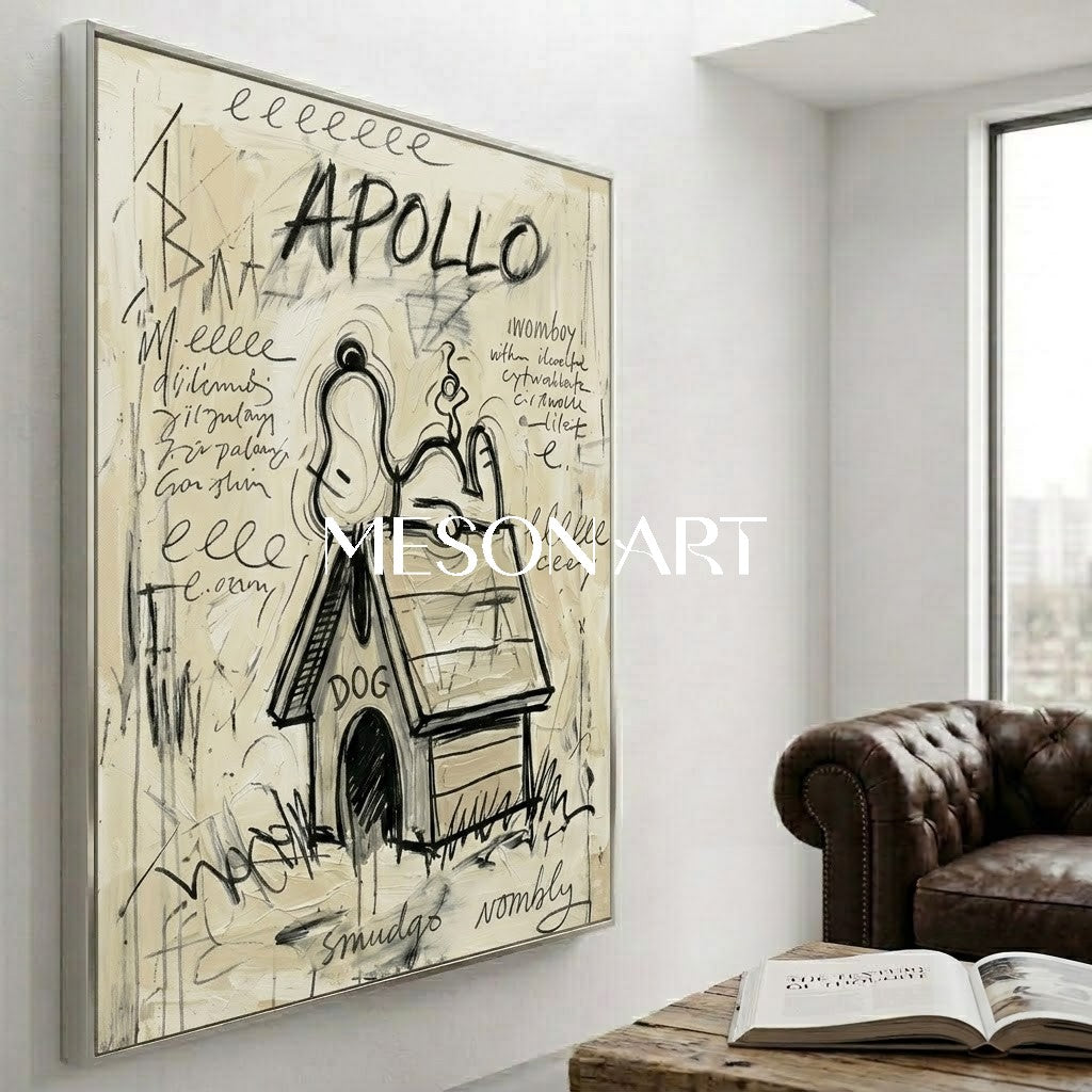 Street Art Snoopy Painting Kids Room Modern Office Console Table Canvas