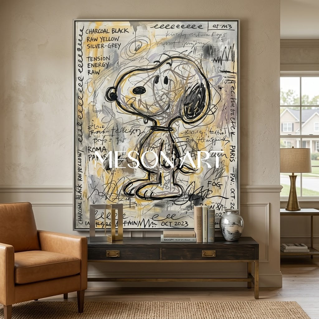 Graffiti Statement Snoopy Canvas Painting Large Office Luxury Decor