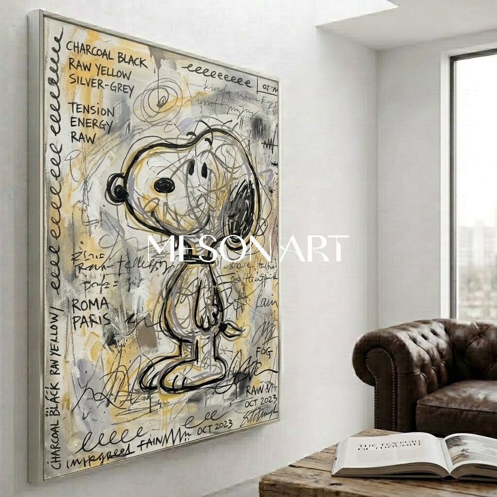 落書きステートメントスヌーピー キャンバス絵画大きなオフィス豪華な
