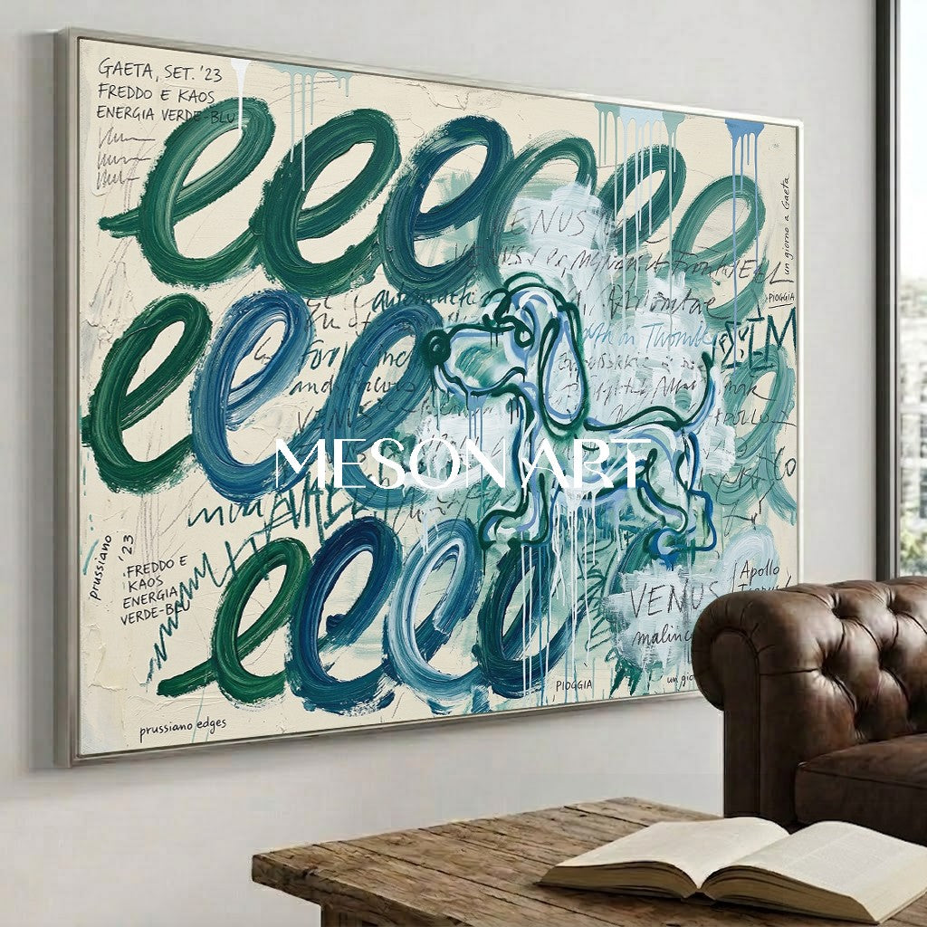 Neo-Expressionism Dachshund Oil Painting Urban Art Above Couch Artwork