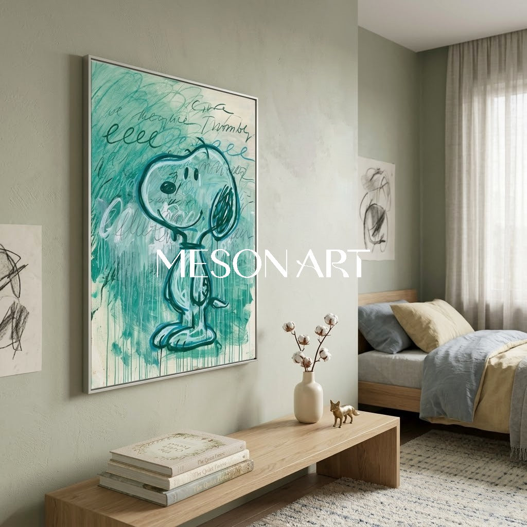 Large Abstract Textured Cartoon Fine Art One of a Kind Wall Decor