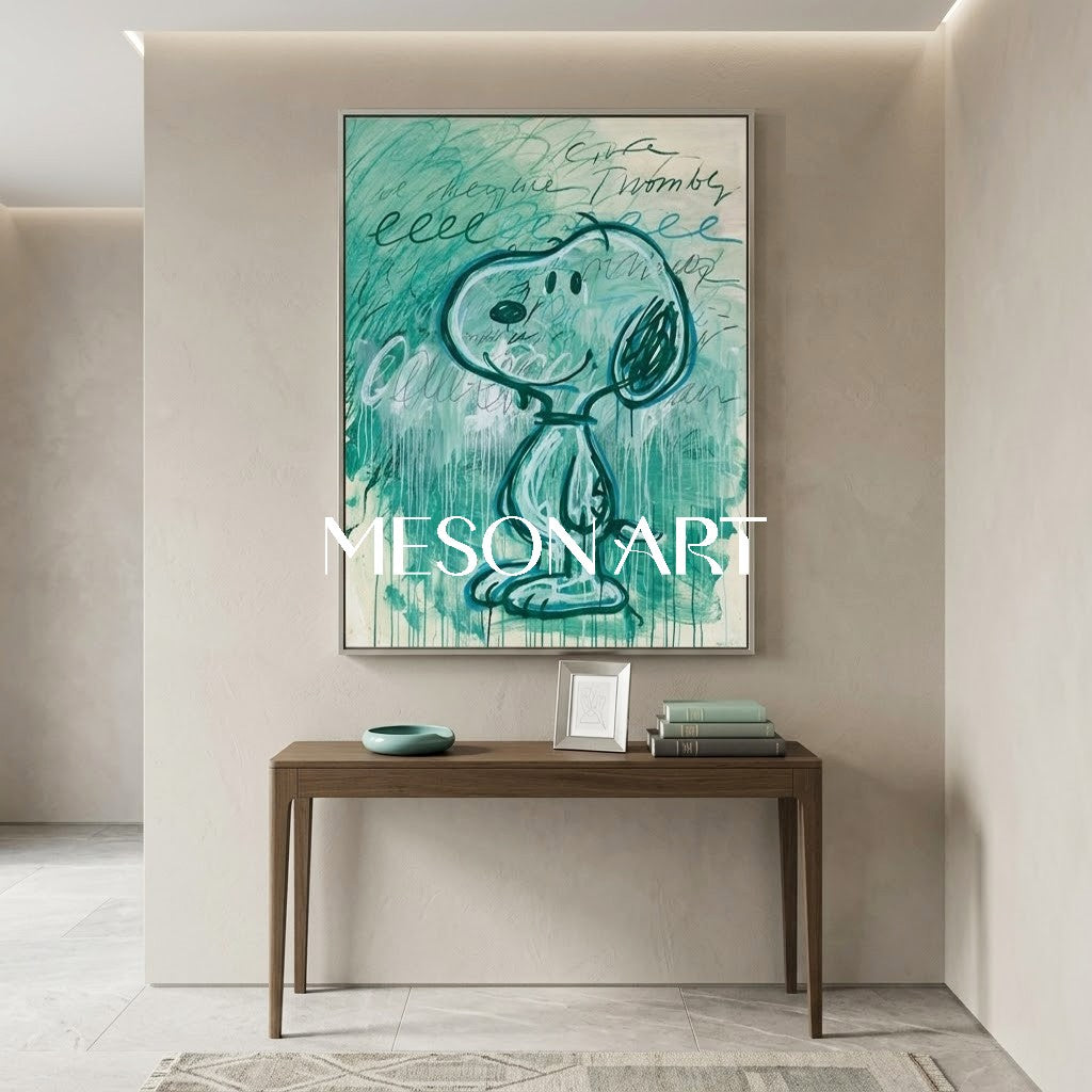 Large Abstract Textured Cartoon Fine Art One of a Kind Wall Decor