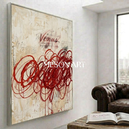 Original Crimson Bacchus Style Painting Large Abstract Expressionist Art