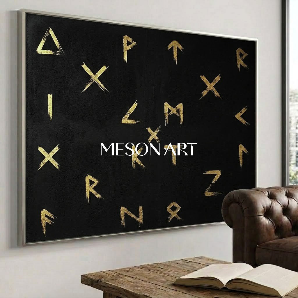 Modern Large Black Symbol Luxury Wall Art Custom Entryway Oil Painting