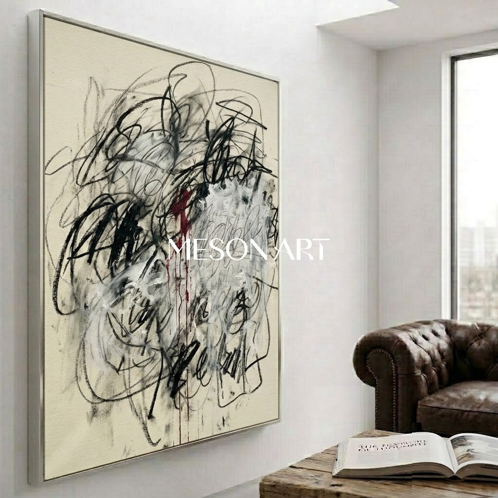 Minimalist Abstract Script Wall Art for High End Interiors Entryway