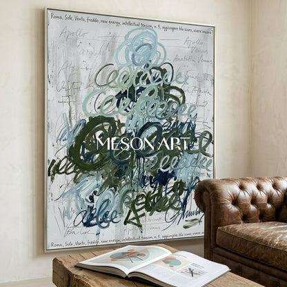 Original Graffiti Abstract Scribble Oil Painting Modern Office Decor 