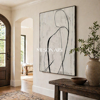 Black and White Abstract Painting Minimalist Canvas Wall Art Decor