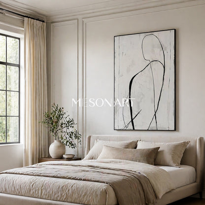 Black and White Abstract Painting Minimalist Canvas Wall Art Decor