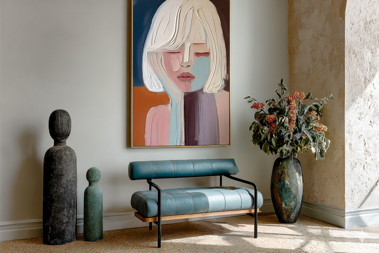 Large Pretty Girl Abstract Wall Art Colorful Pretty Lady Textured Painting Beautiful Girl Canvas Art