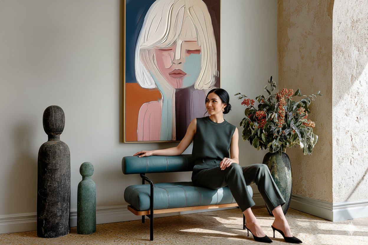 Large Pretty Girl Abstract Wall Art Colorful Pretty Lady Textured Painting Beautiful Girl Canvas Art