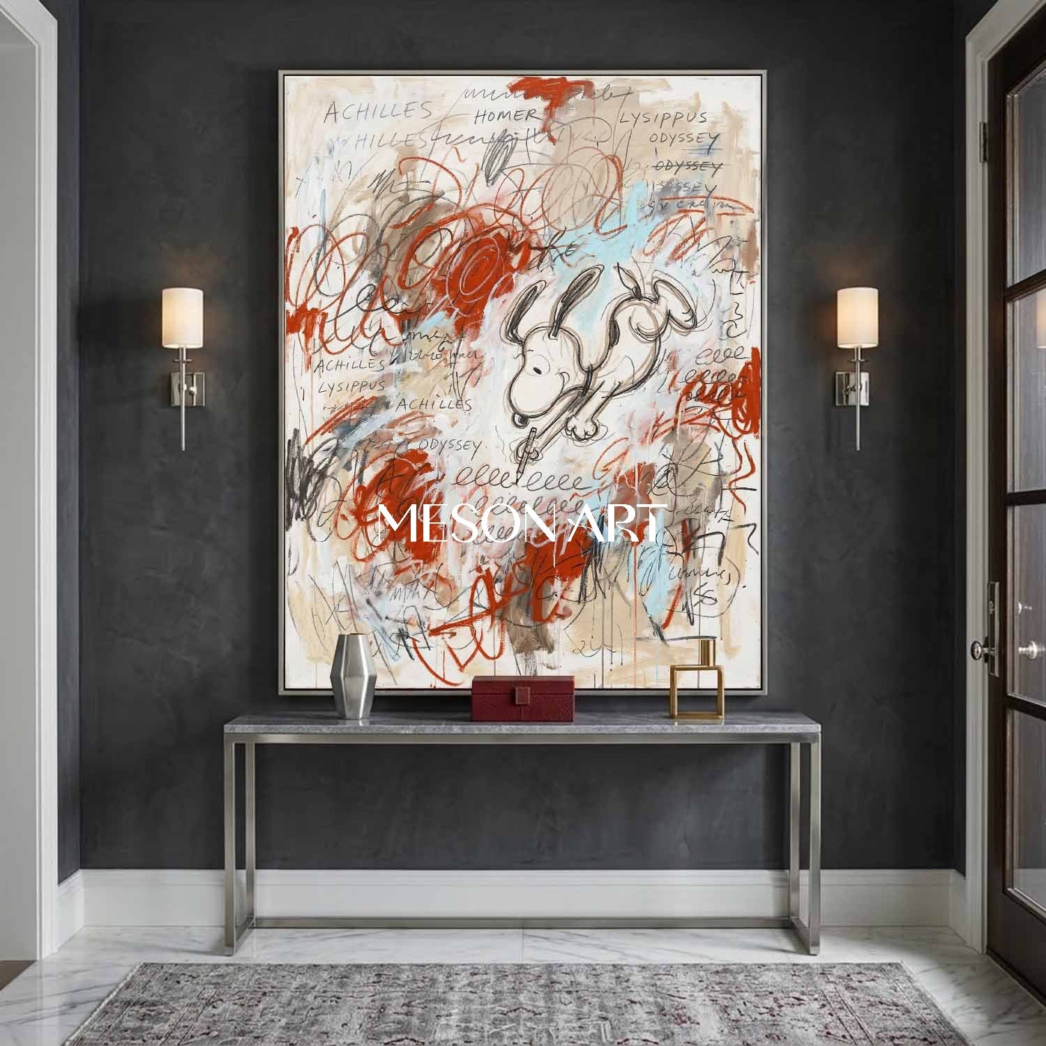 Original Abstract Scribble Art Handmade Graffiti Snoopy Canvas Kids Room