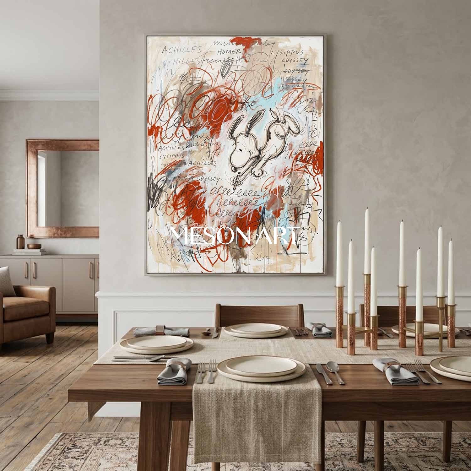 Original Abstract Scribble Art Handmade Graffiti Snoopy Canvas Kids Room