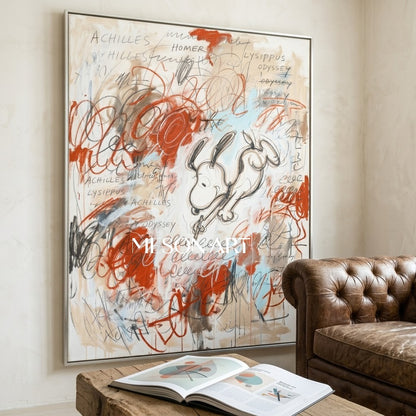 Original Abstract Scribble Art Handmade Graffiti Snoopy Canvas Kids Room