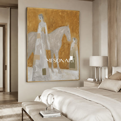 Minimalist Geometric Abstract Art In Earthy Gold Tones For Modern Home Decor