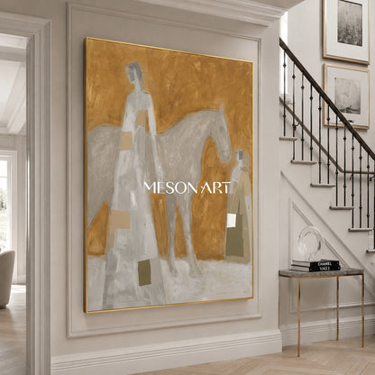 Minimalist Geometric Abstract Art In Earthy Gold Tones For Modern Home Decor