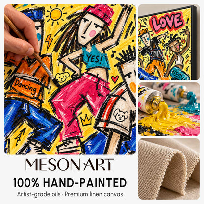 Yellow Graffiti Painting Rectangular Wall Art Original Artist Hand Painted By Mesonart