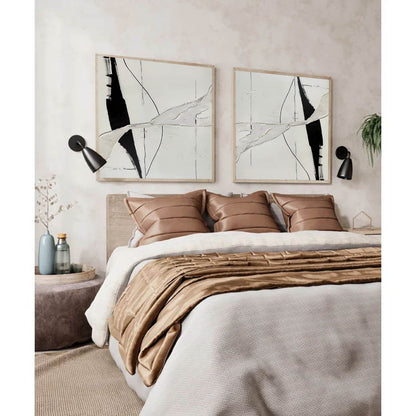 Black and White Minimalist Abstract Texture Painting Set of 2 Black and White Minimalist Canvas Wall Art for Sale