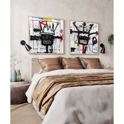 Basquiat Abstract Art 2 Piece Set for Sale Basquiat Crown Abstract Wall Painting