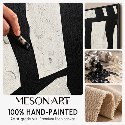 Extra Large Black and White Abstract Wall Art Decor Black and White Art on Canvas Black and White Oil Painting