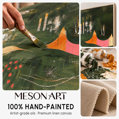 Large Modern Green Abstract Canvas Wall Art Green Abstract Landscape Wall Paintings