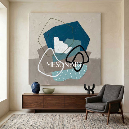 Abstract Plaster Texture Canvas Painting For Organic Modern Home