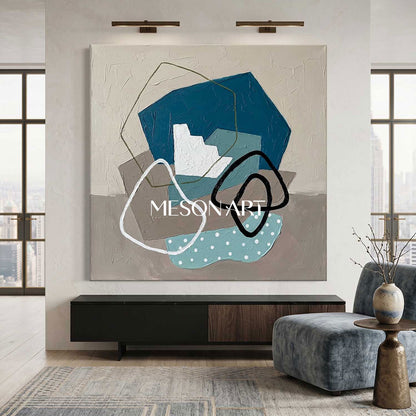 Abstract Plaster Texture Canvas Painting For Organic Modern Home