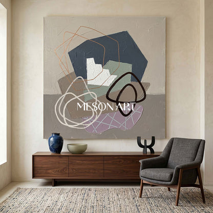 Abstract Plaster Texture Canvas Painting For Organic Modern Decor