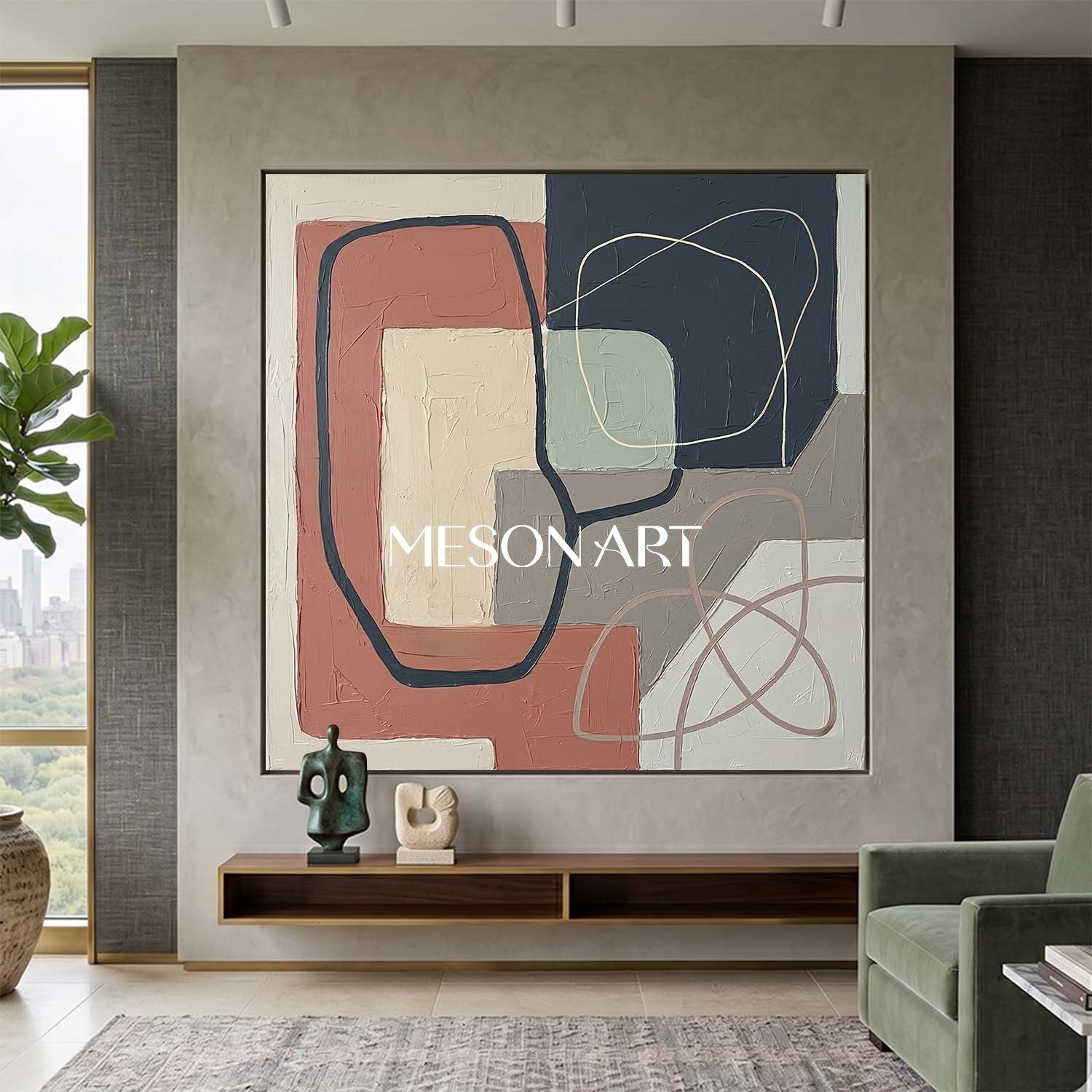 有機モダンな装飾のための抽象的な石膏テクスチャキャンバスの絵画