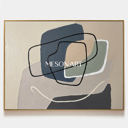 Organic Modern Japandi Neutral Abstract Oil Painting Large Wall Decor