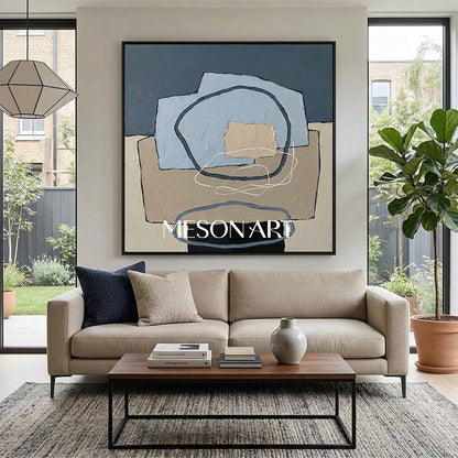Textured Minimalist Abstract Painting Wall Art for Modern Living Room