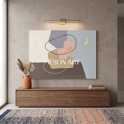 Abstract Plaster Texture Horizontal Canvas Art For Organic Modern Decor