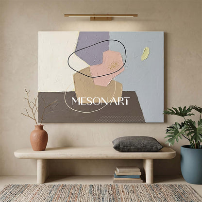 Abstract Plaster Texture Horizontal Canvas Art For Organic Modern Decor