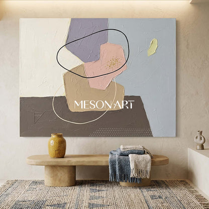 Abstract Plaster Texture Horizontal Canvas Art For Organic Modern Decor