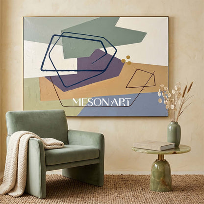Abstract Plaster Texture Horizontal Canvas Art For Organic Modern Decor