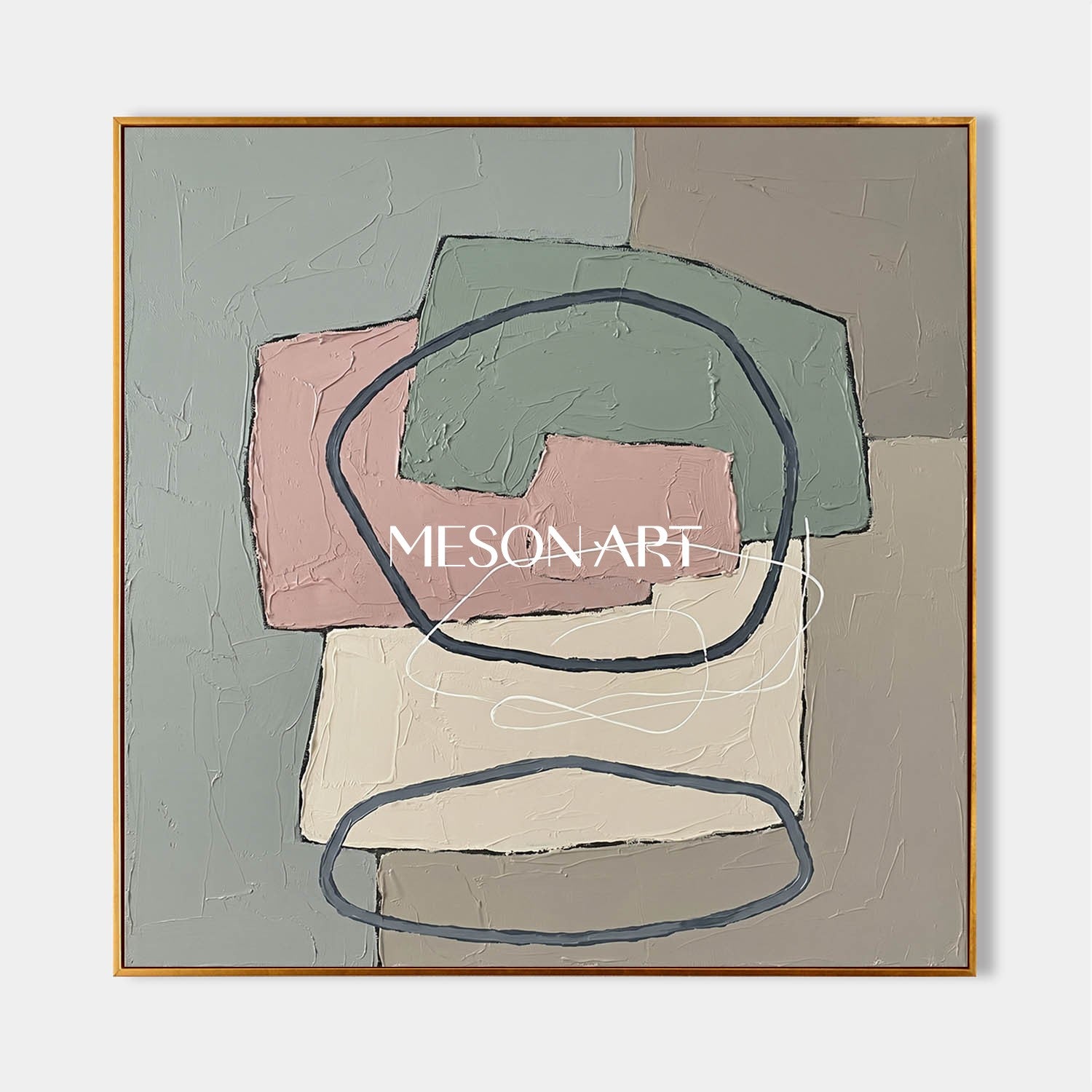 Textured Pastel Minimalist Abstract Canvas Art for Modern Living Room