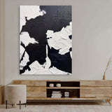 3D Black and White Textured Abstract Art Canvas Wabi-Sabi Wall Art Black and White Textured Painting