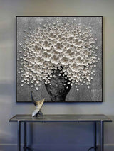 White Flowers Oil Painting White Flowers Home Wall Decor Painting White Flowers Textured Canvas Art