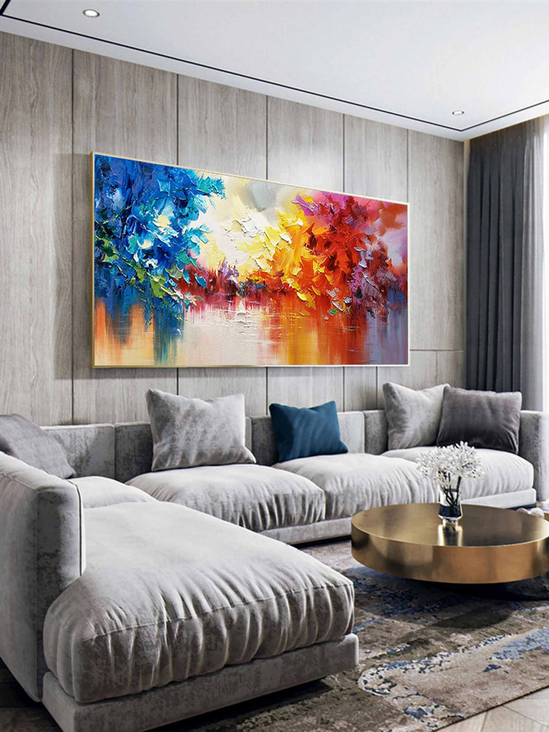 Large Colorful Oil Paintings 3D Colorful Abstract Art Canvas Color Textured Wall Hanging Painting