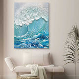 3D Blue Ocean Waves Textured Acrylic Painting Blue Ocean Waves Wall Art Ocean Waves Canvas Art