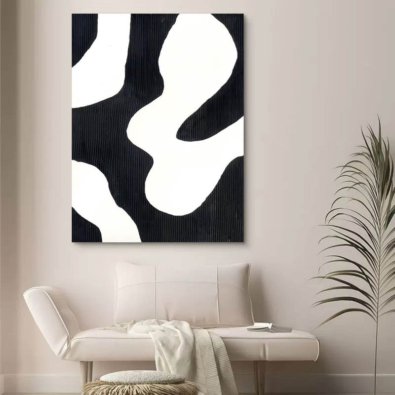 3D Black and White Minimalist Abstract Canvas Paintings for Sale Wabi Sabi Art Textured Wall Art