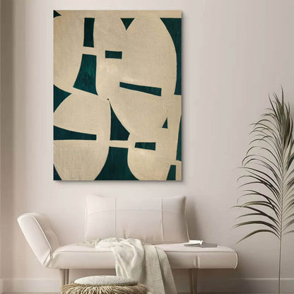 Beige and Green Abstract Canvas Painting Wabi Sabi Wall Decor Beige and Green Minimalist Canvas Art