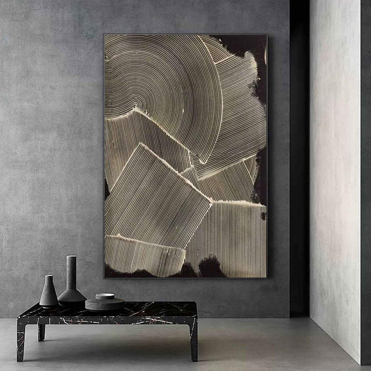 Black and White Textured Abstract Wabi Sabi Wall Art Minimalist Canvas ...